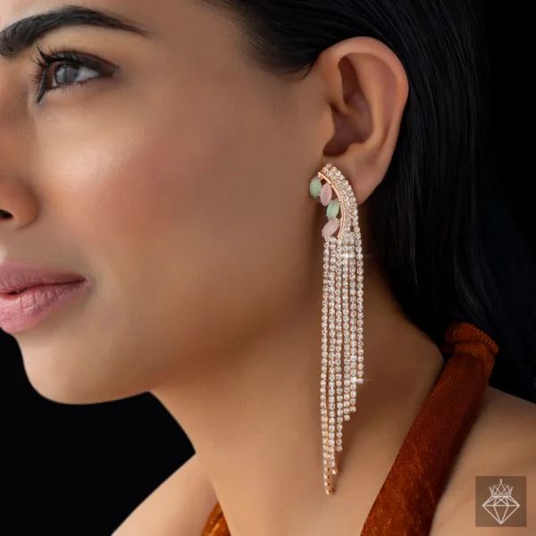 Anti-Tarnish Crystal Danglers – Pink & Mint