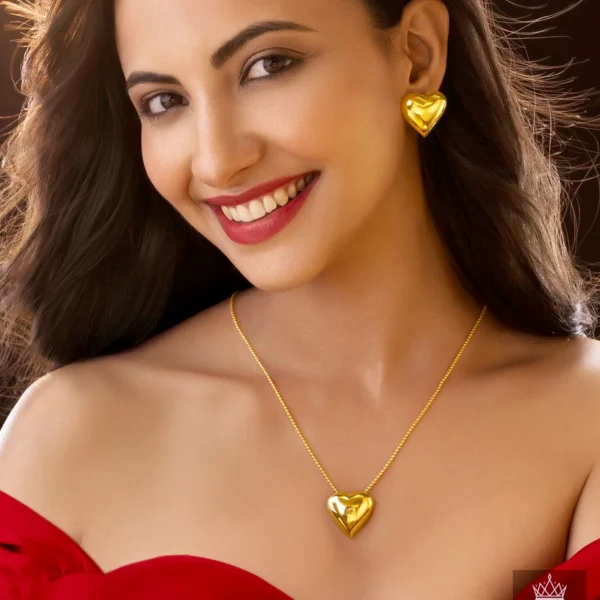 Heart Pendant Necklace Set (with Earrings)