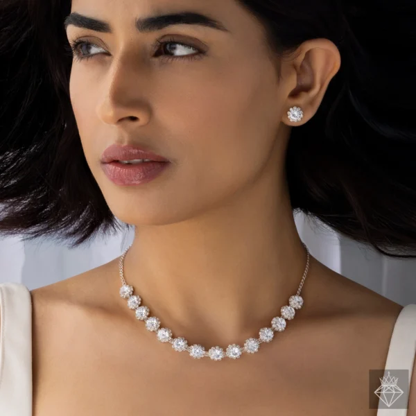 Solitaire Crystal Necklace Set (with Earrings)