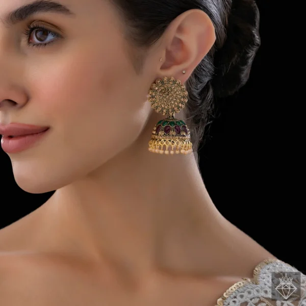 Pearl & Stone Jhumki (Anti-Tarnish | Lightweight)