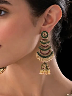 Golden Dangler Jhumki with Pearls (Anti-Tarnish | Lightweight)
