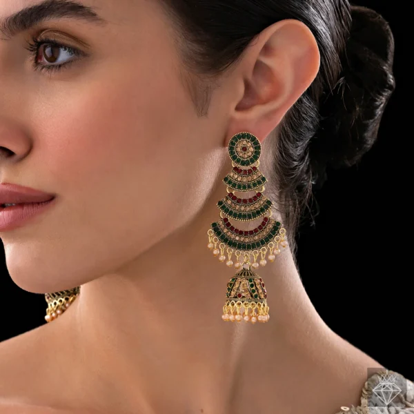 Golden Dangler Jhumki with Pearls (Anti-Tarnish | Lightweight)