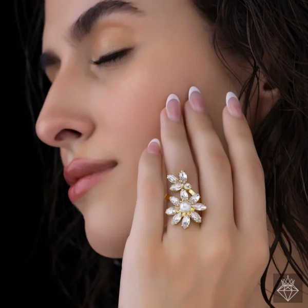 Crystal Flower Ring (Anti-Tarnish | Adjustable Size)