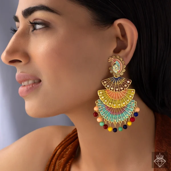 Anti-Tarnish Layered Ethnic Danglers
