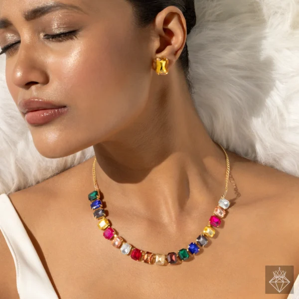 Rainbow Gleam Crystal Necklace Set