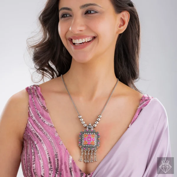 Heritage Bloom Enamel Pendant Necklace