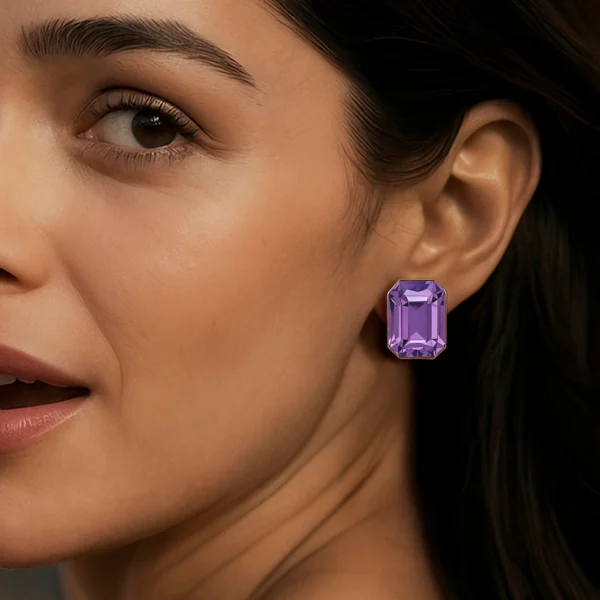Rectangle Tanzanite Crystal Earrings