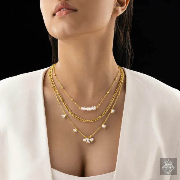 Layered Pearl Cascade Anti-Tarnish Necklace